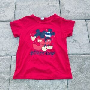 Red Mickey Mouse Birthday Kids T-Shirt